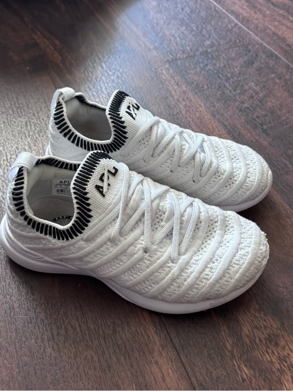 APL White Knit Slip-On Sneakers with Black Trim kids size 13